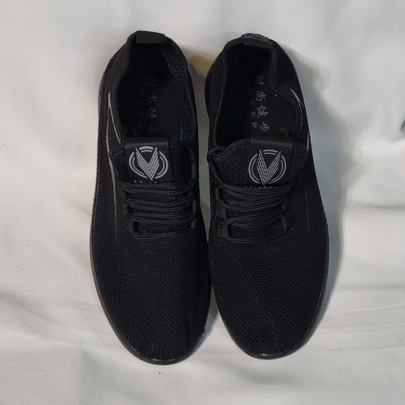 Veetqx Mens Black NWOT Woven Knit Slip-On Ultra-Breathable Lace Up Sneakers Sz 7 - Picture 3 of 9
